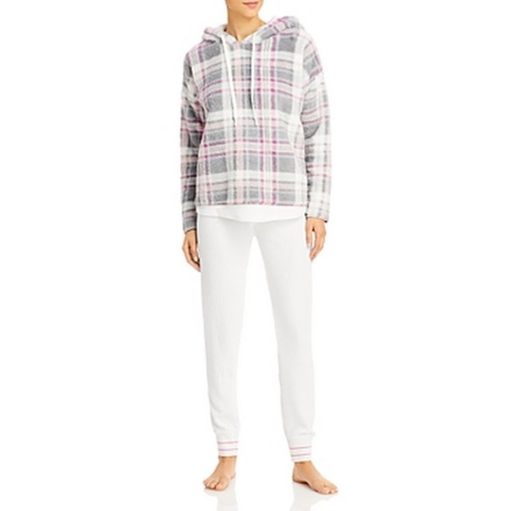 Aqua Sleep Fleece Hoodie and Thermal Pants Lounge Set, Size Medium